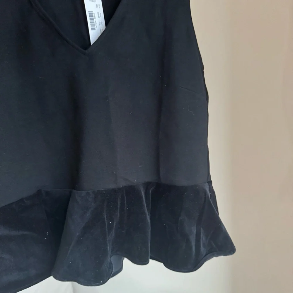 NWT J Crew Velvet Peplum Sleeveless Top black Size S
